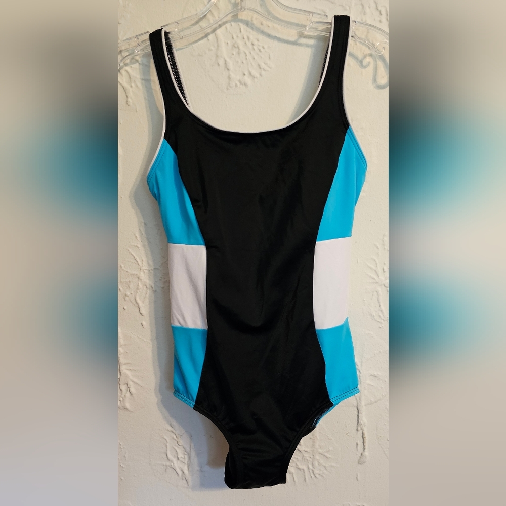 Lands' End Blue White And Black Women's Swimsuit NWT